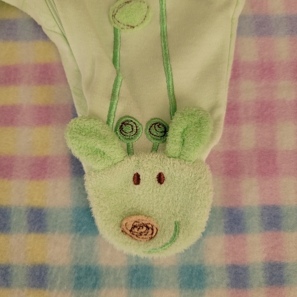 JUST BORN ♡ Green|Brown Giraffe Birdies MY DADDY LOVES ME Zip Footie Outfit 0-3M - Picture 10 of 15